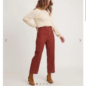 Marine Layer Bridget Cord Pant Corduroy Cropped Barn Red Women’s Size 12